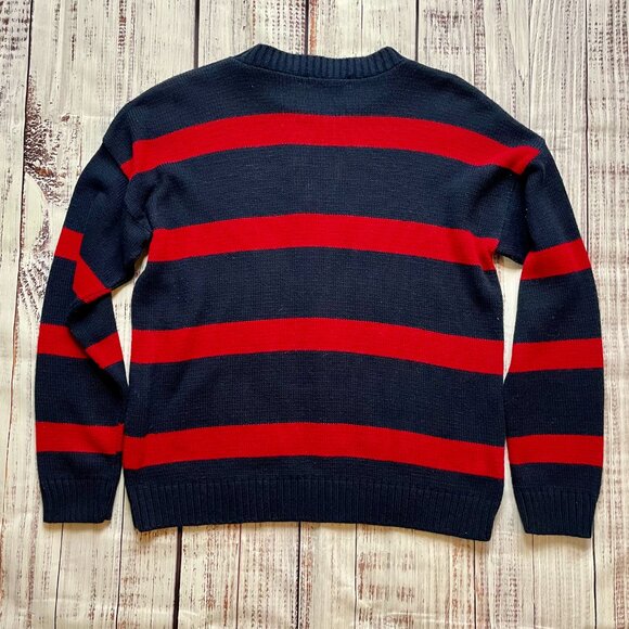 USA Sweater | Red + Navy Flag Stripe Crochet/Knit | S - Picture 2 of 5